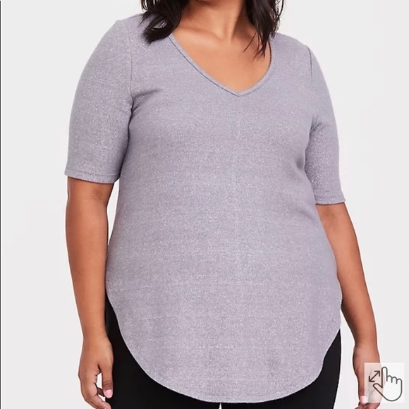 TORRID K GREY SPARKLE HACCI TUNIC TEE - Picture 3 of 3